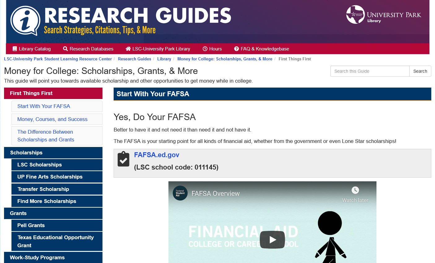 Money for college guide, starting with encourgement to file FAFSA